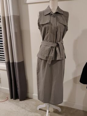 REI!Sleeveless Tie-Waist Zipper Top Midi Skirt Set Outdoors Vintage Y2K Cottagec